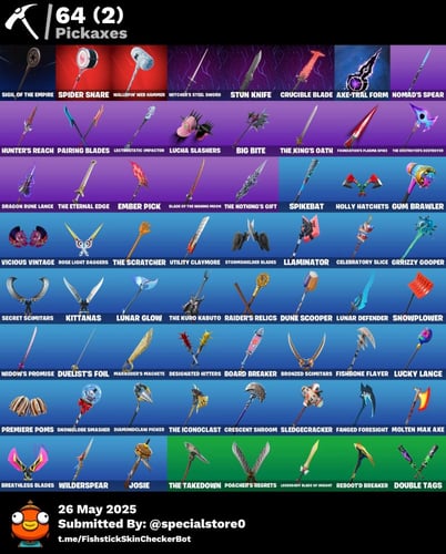 حساب فورت نايت السكنات 54 + سبايدر مان سكنات نادرة...