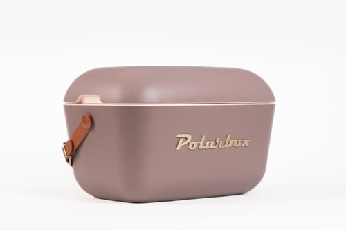 صندوق حافظ للبرودة اصدار ذهبي - لون موف بحزام جلد...