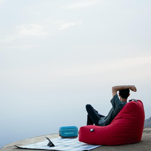 كرسي بين باج كبير مبطن - رمادي