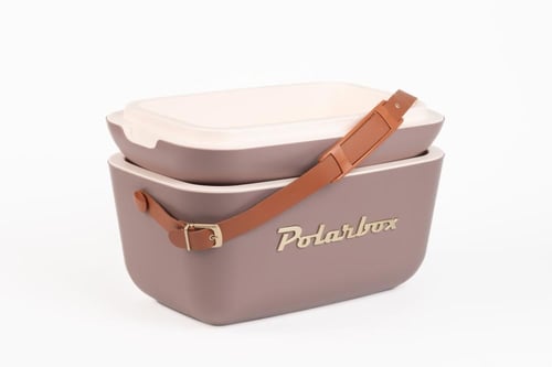 صندوق حافظ للبرودة اصدار ذهبي - لون موف بحزام جلد...