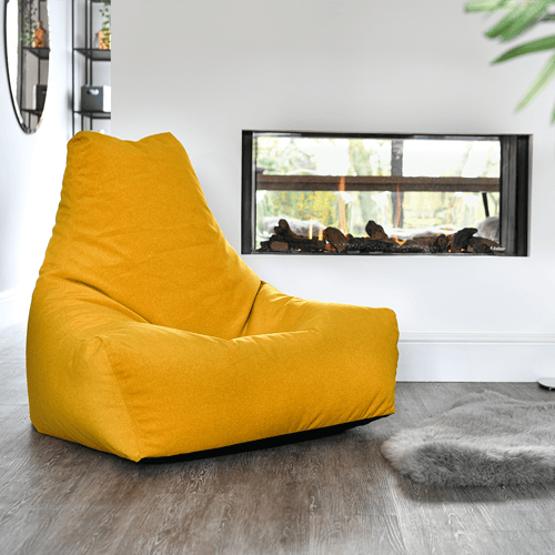 كرسي بين باج مخمل شمواه - أصفر خردل