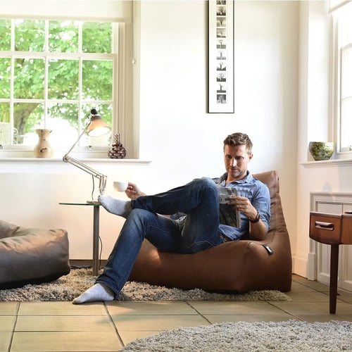 كرسي بين باج كبير جلد فاخر - بني بندقي