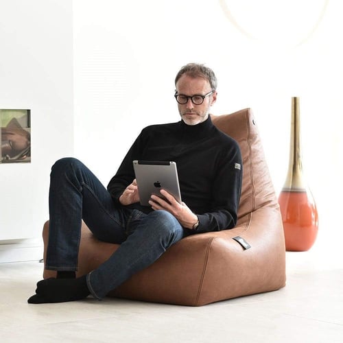 كرسي بين باج كبير جلد فاخر - بني بندقي