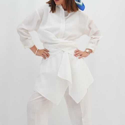 بدله لينن بقميص لف