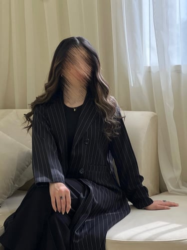 U46 -بليزر اسود مخطط مبطن