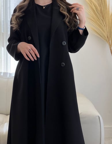 U29 -عبايه صيفيه عمليه كتان بقطعه داخليه مشبوكه