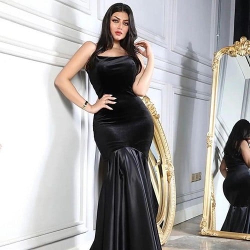فستان سهرة مخمل سواريه - إطلالة فاخرة وأنيقة لليال...