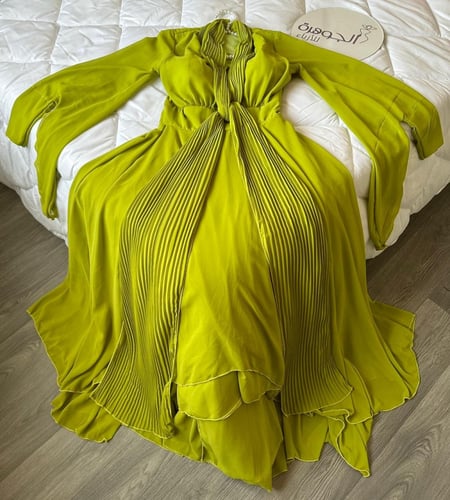 فستان سهرة شيفون فسفوري