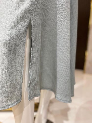 فستان سهرة لنن باكمام سلسال