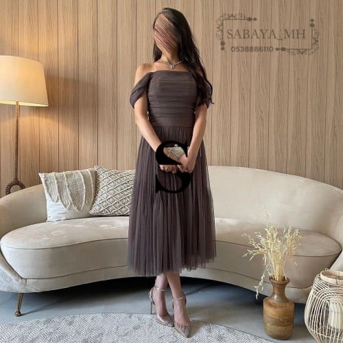 فستان تل جوانب حبال كرستال