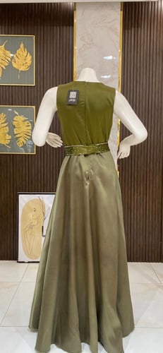 فستان ميكادو طويل زيتي