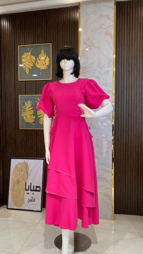 فستان فوشي حبال كريستال