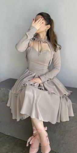 فستان كريب مع جاكيت