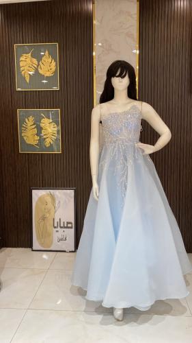 فستان سماوي سهرة تطريز
