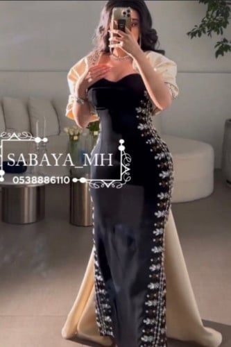 فستان سهرة تطريز جنب