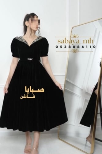 فستان مخمل ملكي ميد - فخامة وأناقة تليق بالمناسبات...