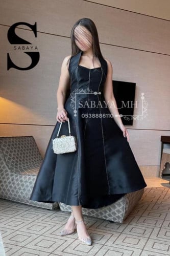 فستان سهرة اسود ميد