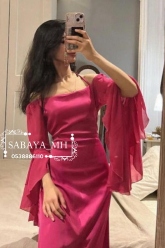 فستان سهرة اكمام طبقات