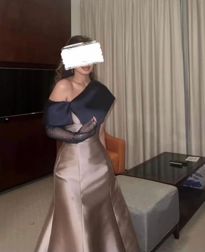 فستان ميكاتو كم تل سهرة