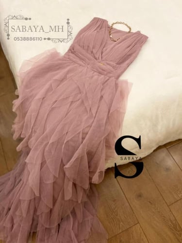 فستان مكسي تل سهرة مكشكش