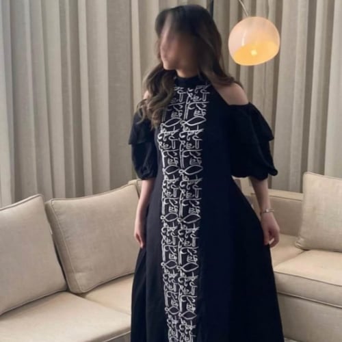 فستان تطريز كويتي اوف شولدرز