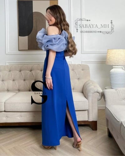 فستان سهرة كريب صدر اورجنزا