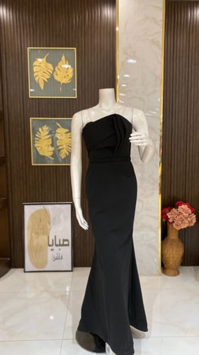 فستان كريب اسود سوارية