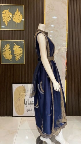 فستان غمرة مطرز ريشة