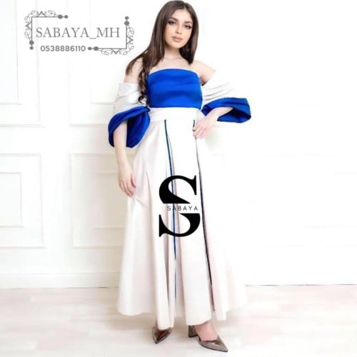 فستان شانتون بصدرية نيلي - أناقة راقية