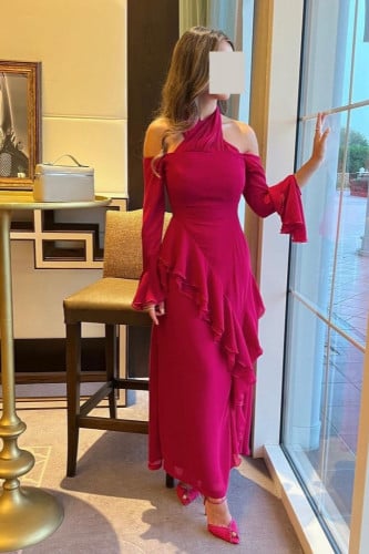 فستان سهرة فوشي لف