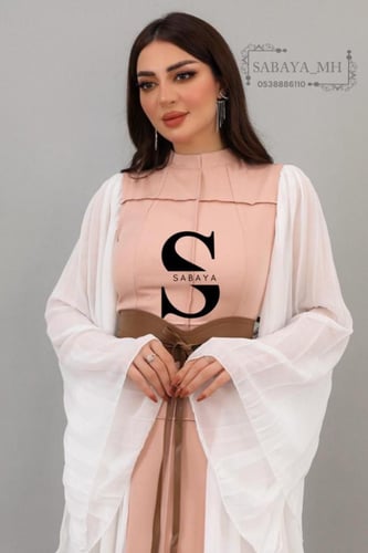 فستان شيفون ميدي بكسرات اكمام