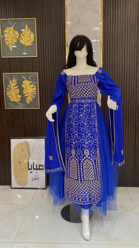 فستان غمرة تطريز راقيي اكمام