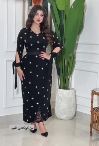 فستان سهرة شيفون باكمام ربطة