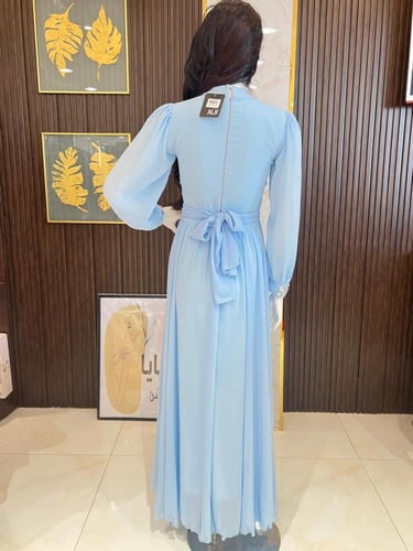 فستان سهرة شيفون سماوي - أناقة ورقي لأمسية ساحرة