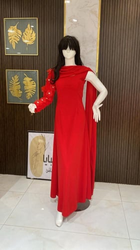 فستان قصة كم ورود