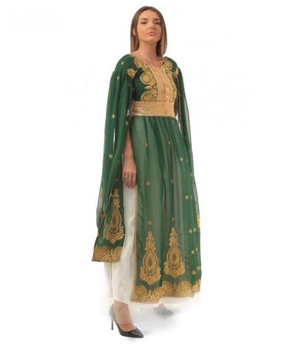 فستان غمرة شال مطرز