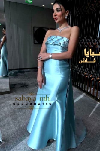 فستان سهرة بلون تيفاني أنيق
