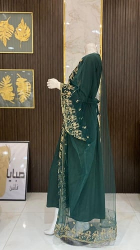 فستان زيتي بشت