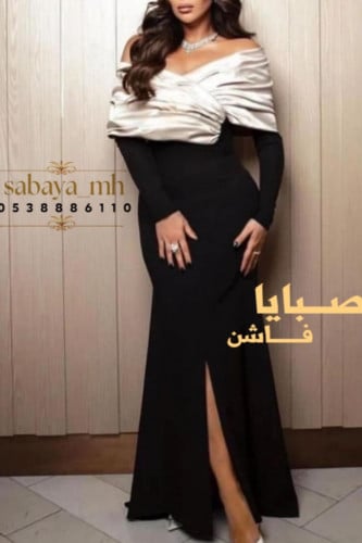 فستان كريب اسود طويل