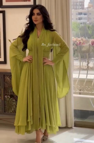 فستان سهرة شيفون فسفوري