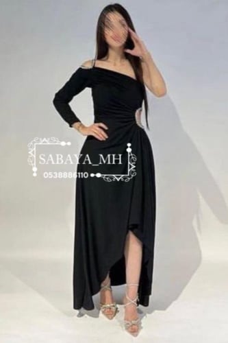 فستان سهرة كم واحد سلس اسود