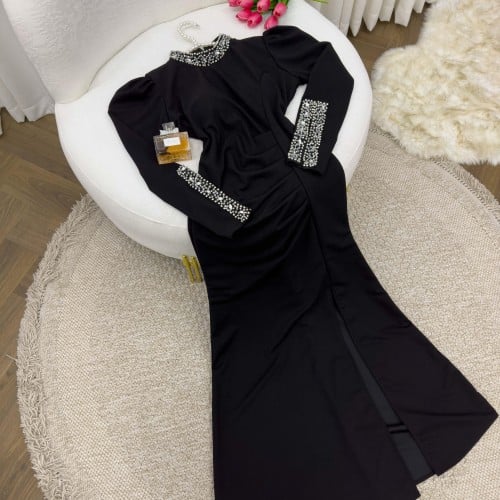 فستان ترتر باكمام كريستال