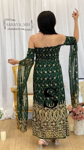 فستان غمرة اوف شولدرز شيفون تطريز راقي