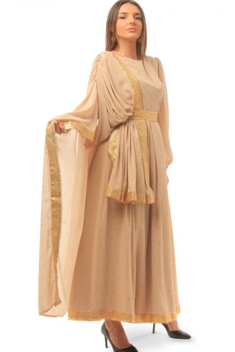 فستان غمرة هندي بشال مطرز |بفخامة التفاصيل الهندية