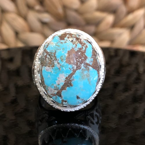 خاتم الفضة مع حجر فيروز نشابوري إيراني نشابوري معد...