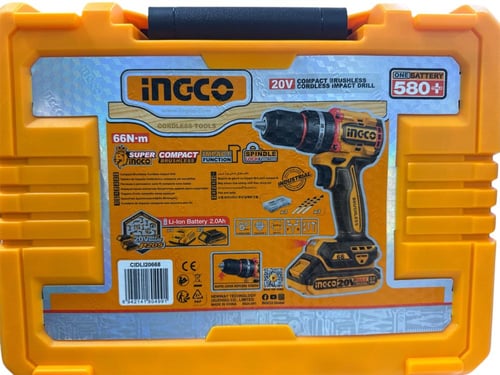 دريل شحن 13 ملم – INGCO Brushless (بطاريتين 20V) ع...