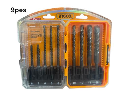مجموعة ريش دريل هلتي للجدار – INGCO (9 حبات)