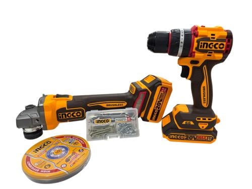 قراندر 4.5 بوصة + دريل رأس حديد 13 مم – INGCO Brus...