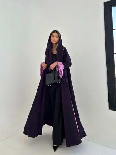 القمـاش كـريب•اكمـام وكسرات ستان هندي•قصه كلوش