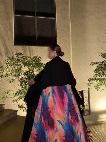 القمـاش من ورا ستان تركي•كريب 'اسود'•قصه كلوش